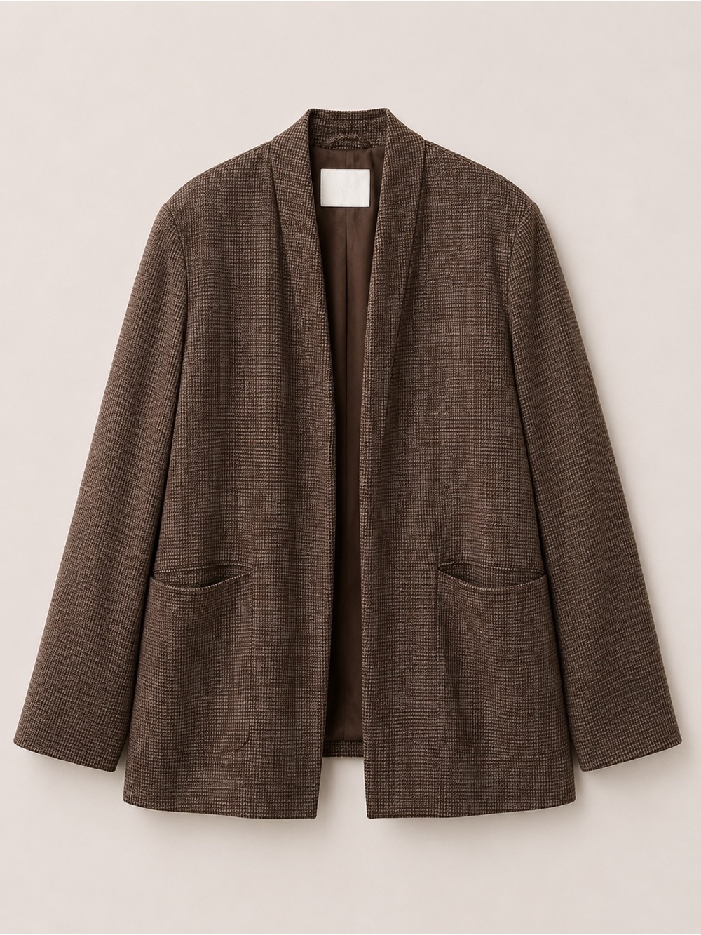 H&M Brown Textured Open Blazer